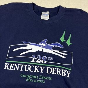 Vintage Kentucky‎ Derby Sweatshirt Mens Large Navy 128th Churchill Downs 2002